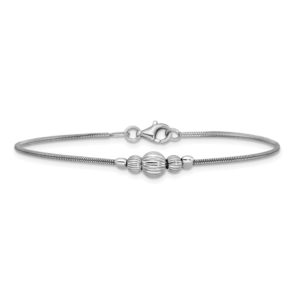 Sterling Silver Rhodium-Plated with Beads Bracelet