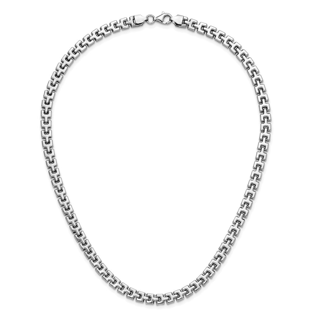 Sterling Silver Rhodium-Plated Polished Fancy Link Necklace