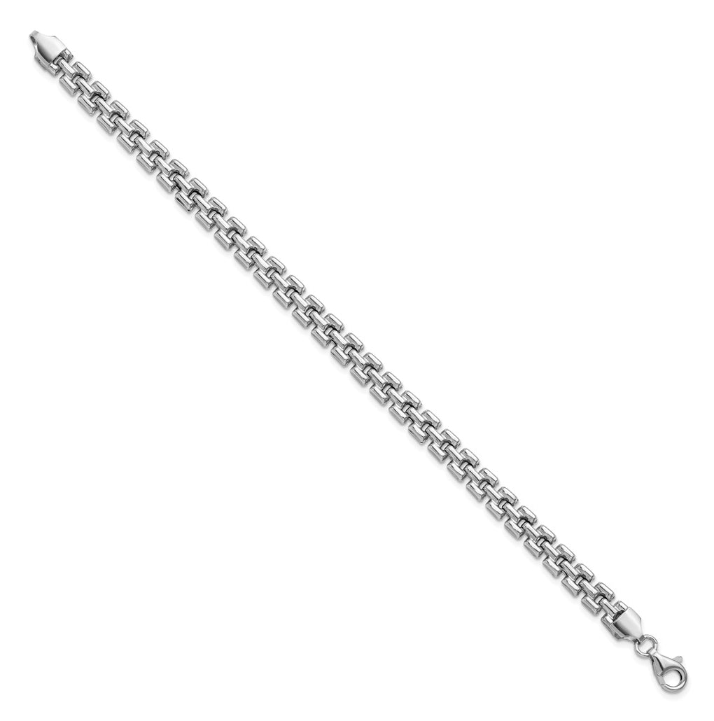 Sterling Silver Rhodium-Plated Fancy Link Bracelet