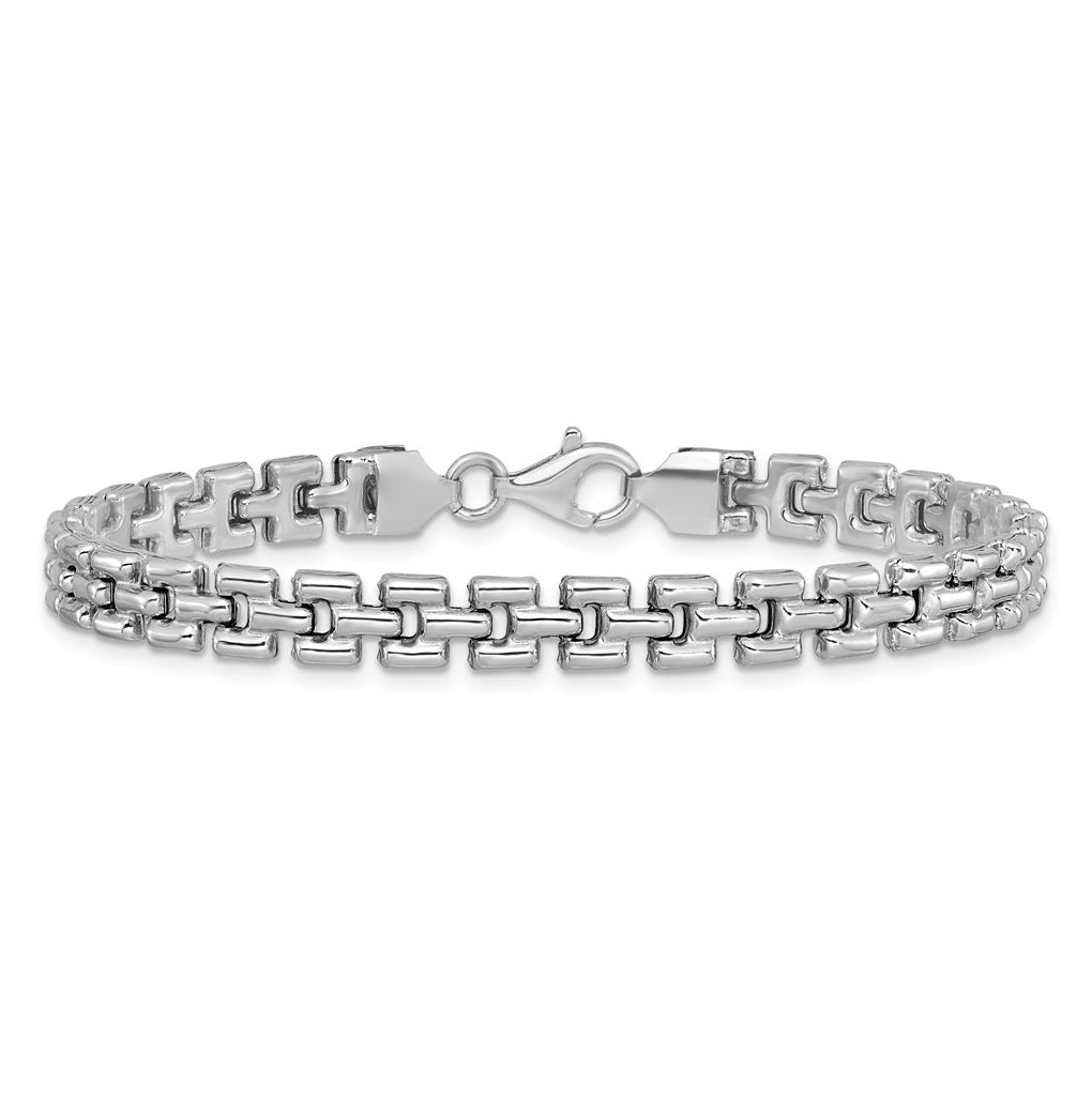 Sterling Silver Rhodium-Plated Fancy Link Bracelet