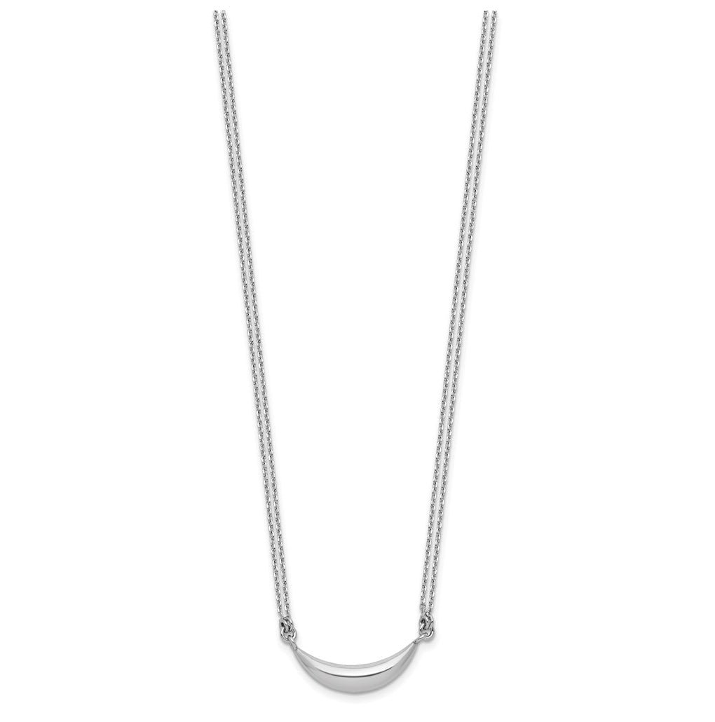 Sterling Silver RH-plated Curved Bar 2-Strand w/2in ext. Necklace