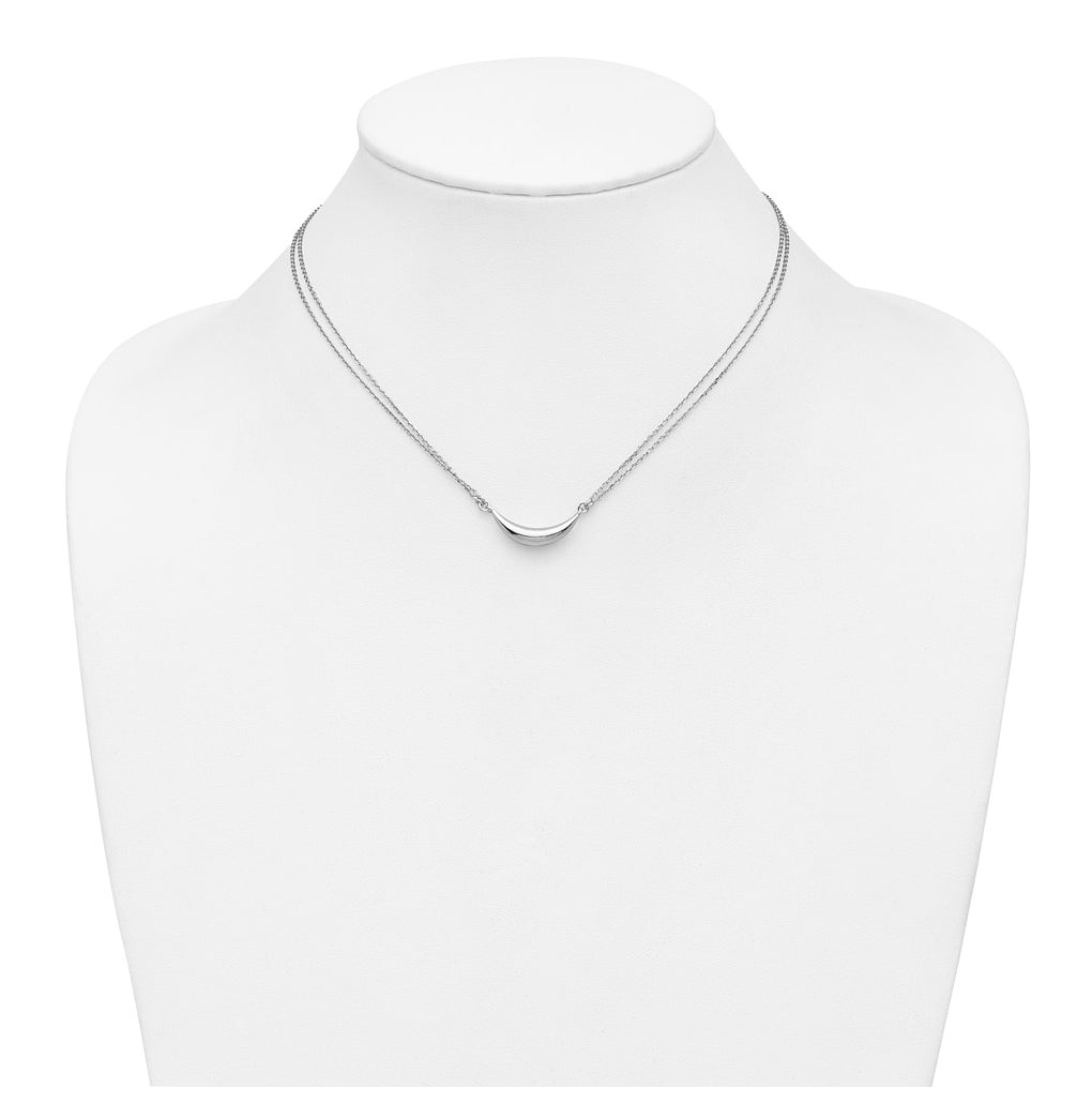 Sterling Silver RH-plated Curved Bar 2-Strand w/2in ext. Necklace