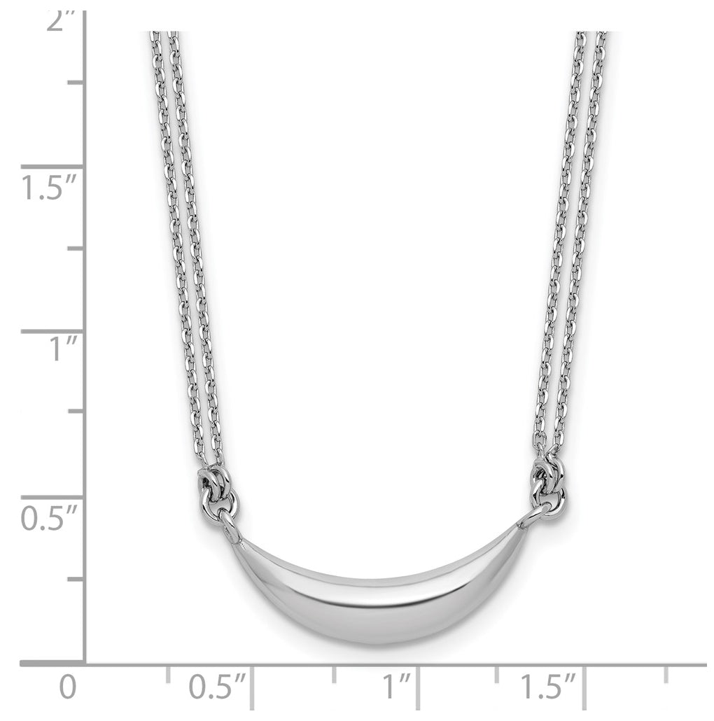 Sterling Silver RH-plated Curved Bar 2-Strand w/2in ext. Necklace
