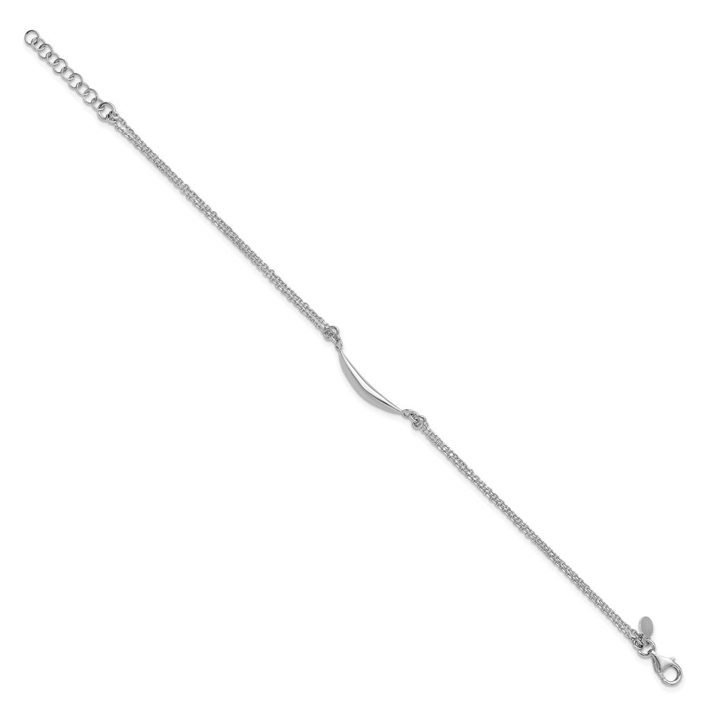 Sterling Silver RH-plated Fancy Bar 2-Strand w/.75in ext. Bracelet