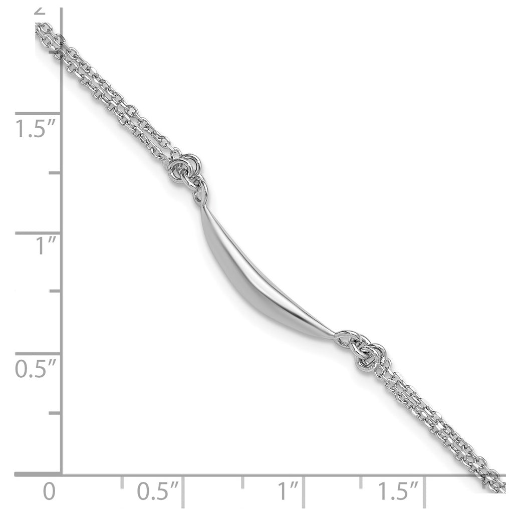 Sterling Silver RH-plated Fancy Bar 2-Strand w/.75in ext. Bracelet