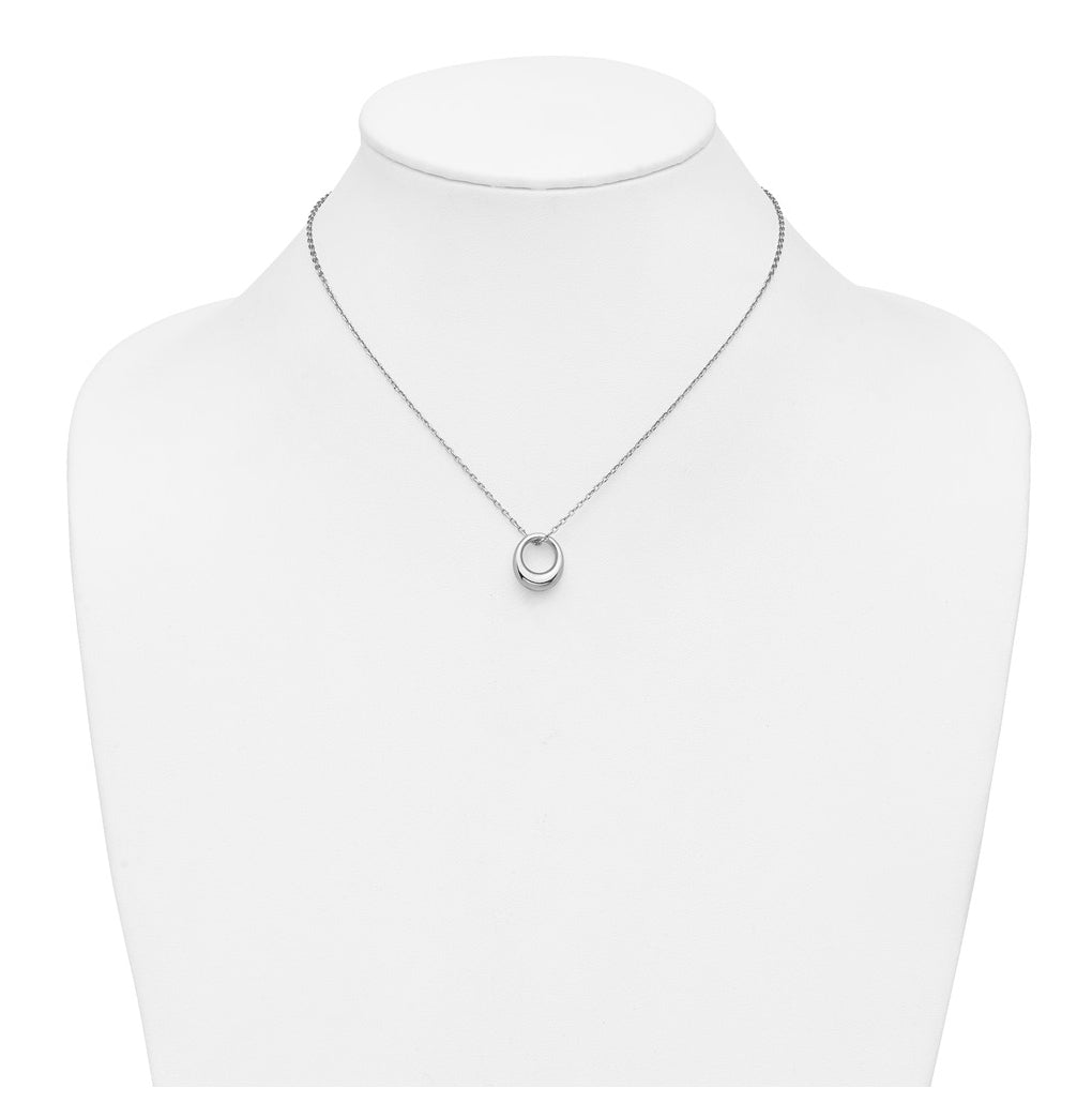 Sterling Silver RH-plated Fancy Open Circle w/2in ext. Necklace