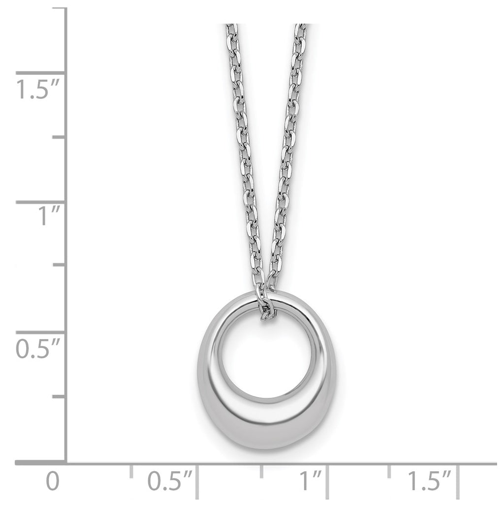 Sterling Silver RH-plated Fancy Open Circle w/2in ext. Necklace