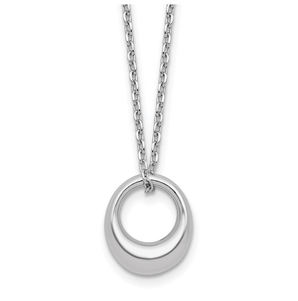 Sterling Silver RH-plated Fancy Open Circle w/2in ext. Necklace