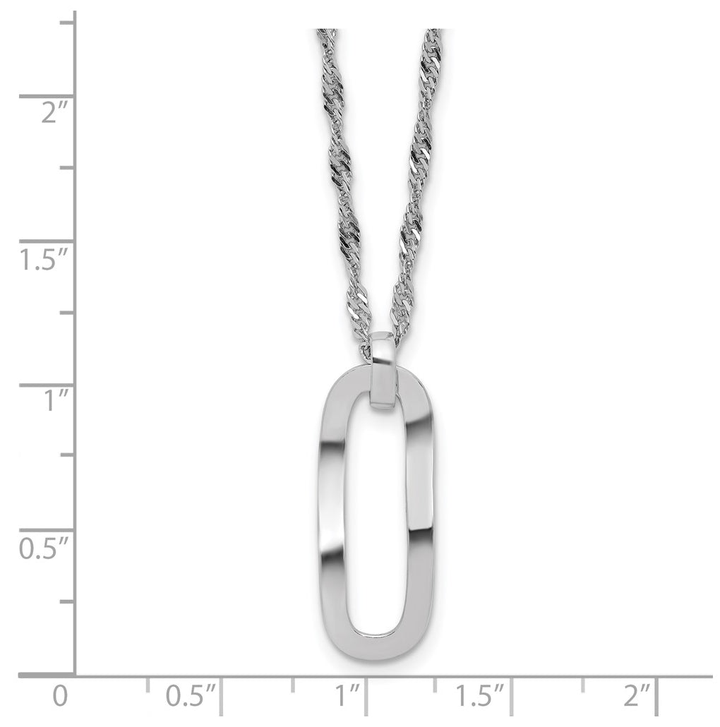 Sterling Silver RH-plated Oval Accent w/2in ext. Necklace