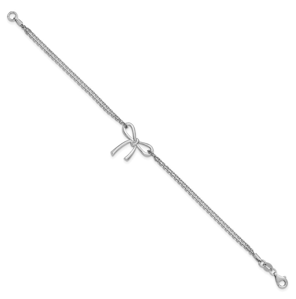 Sterling Silver RH-plated Polished Two-strand Bow Bracelet