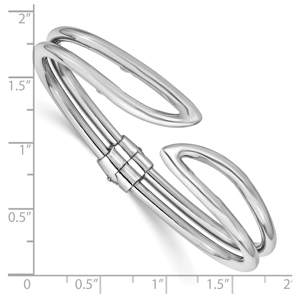 Sterling Silver RH-plated Polished Hinged Bangle