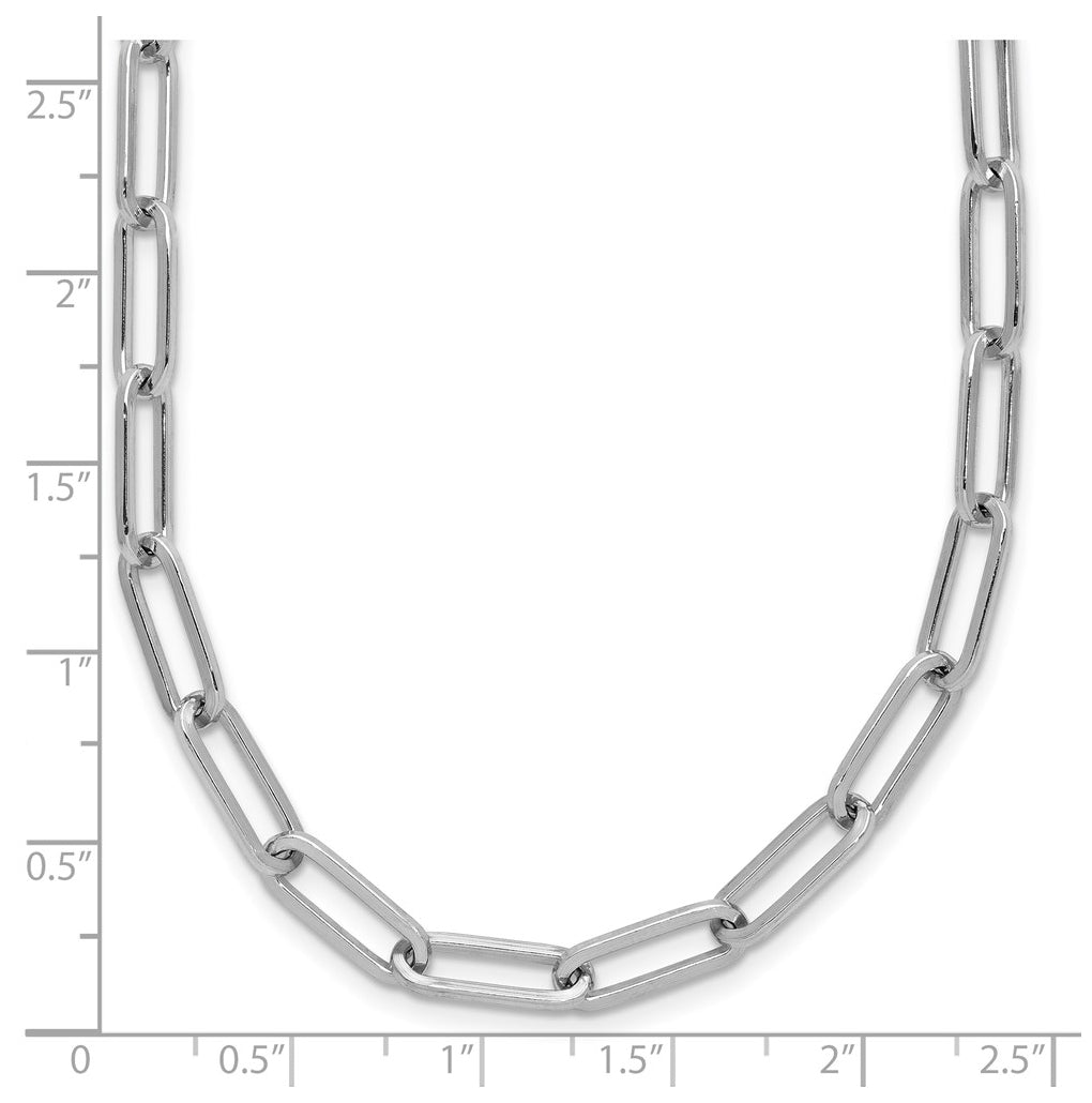 Sterling Silver RH-plated Polished Paperclip Toggle Necklace