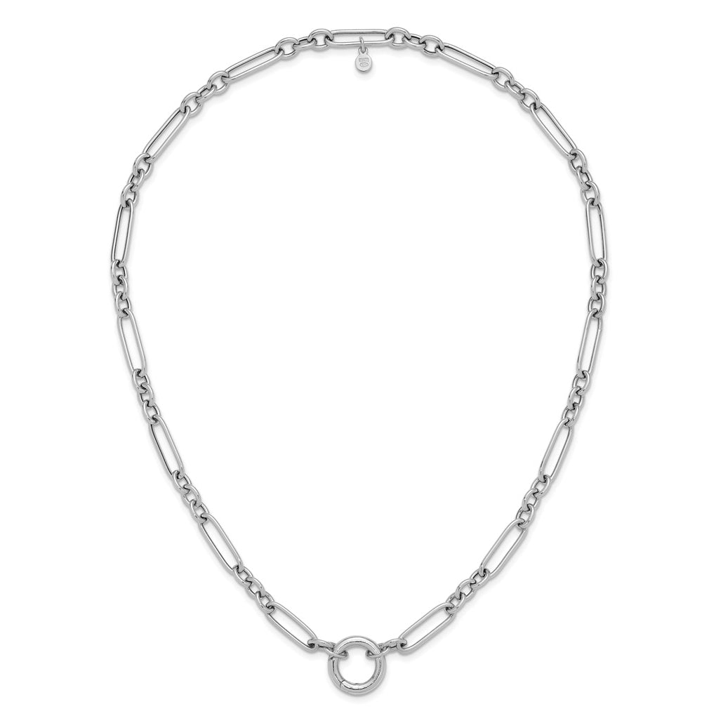 Sterling Silver RH-plated Polished Push Clasp Link Necklace