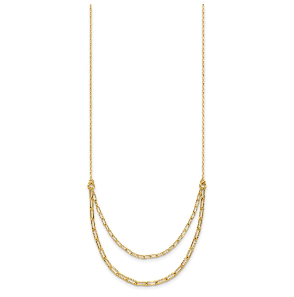 Sterling Silver Gold-plated Polished Multi-layer Link w/ 2in ext. Necklace