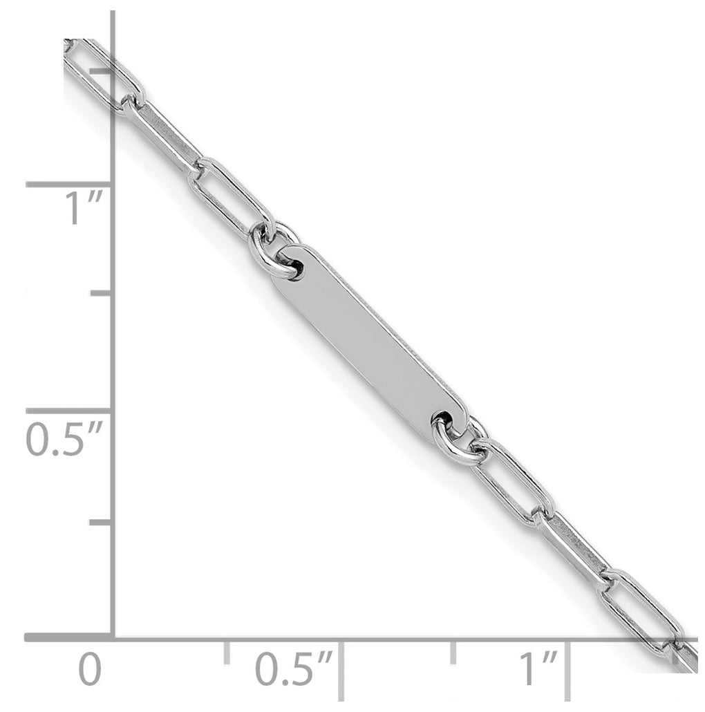 Sterling Silver RH-plated Polished Paperclip Bar w/ 1in ext. Brace
