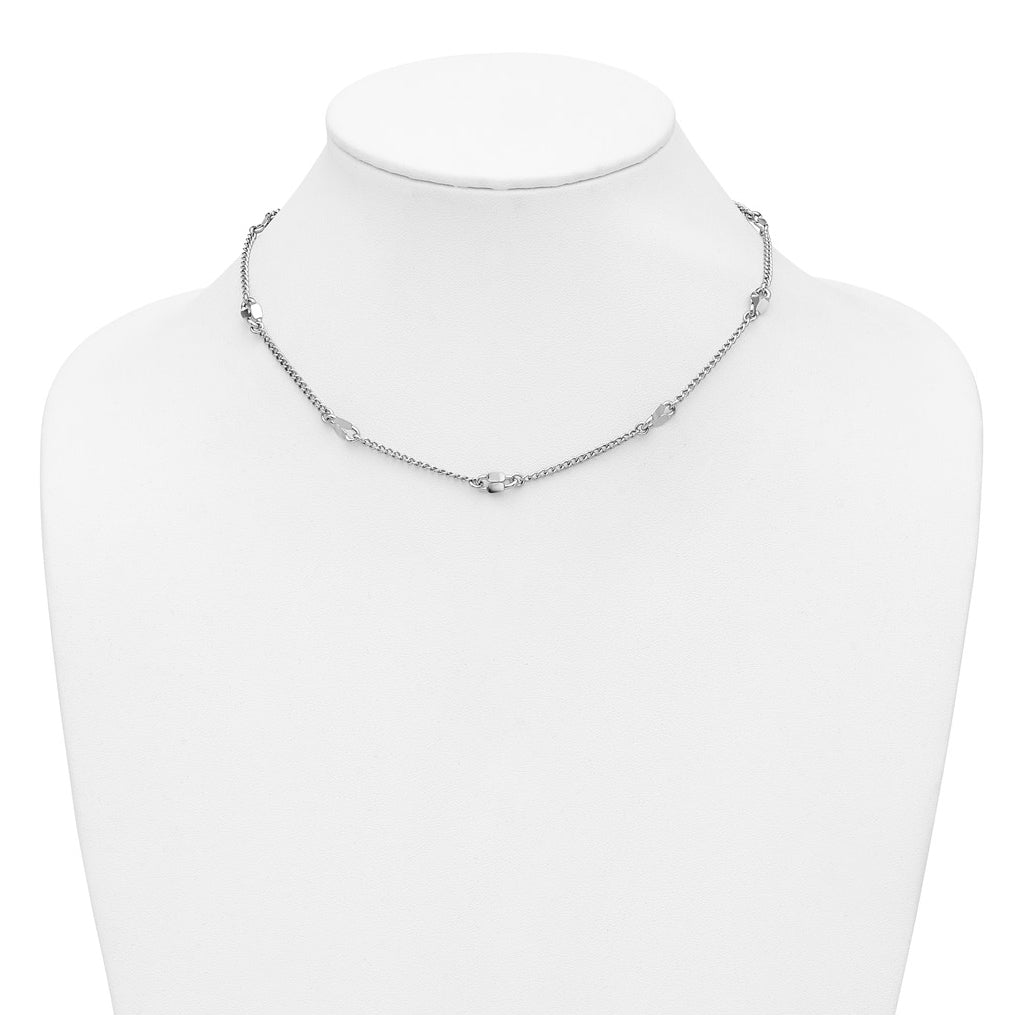 Sterling Silver RH-plated Fancy Link w/2in ext. Necklace
