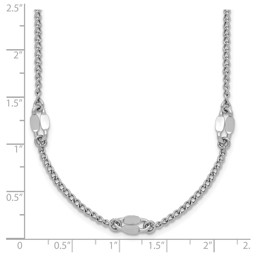 Sterling Silver RH-plated Fancy Link w/2in ext. Necklace