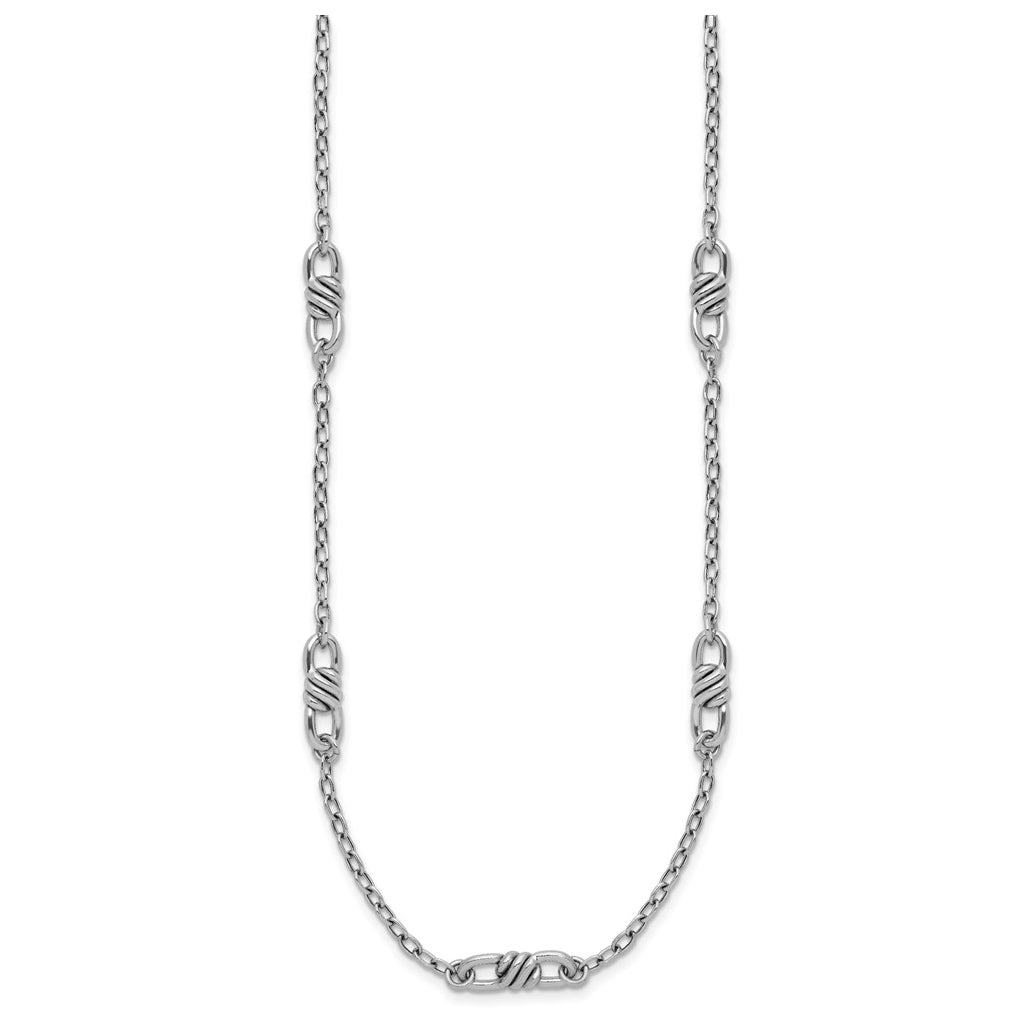 Sterling Silver RH-plated Polished Fancy Link w/2in ext. Necklace