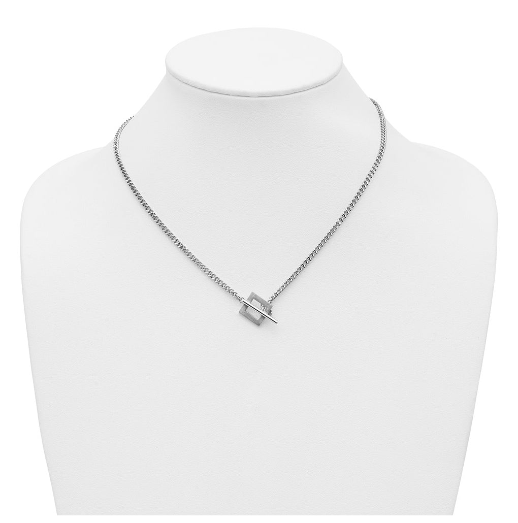 Sterling Silver RH-plated Polished Fancy Toggle Necklace