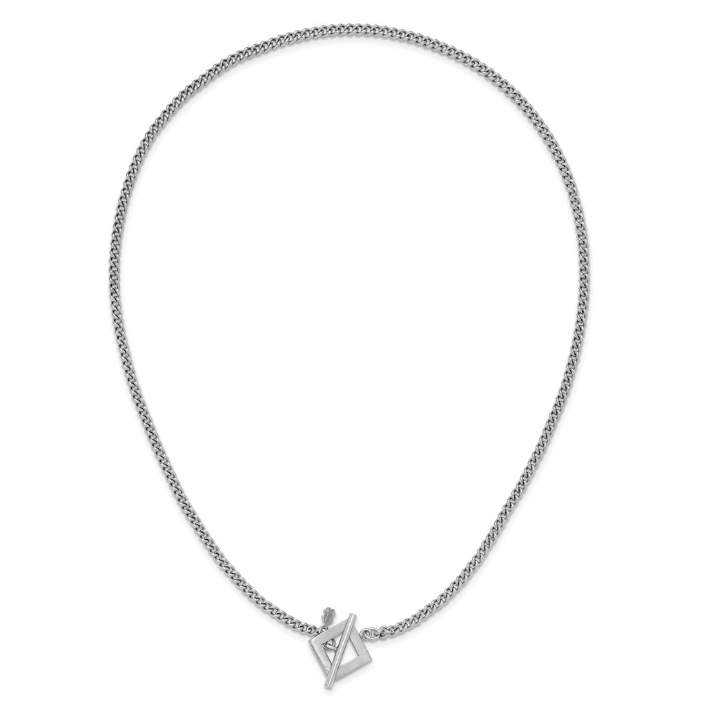 Sterling Silver RH-plated Polished Fancy Toggle Necklace