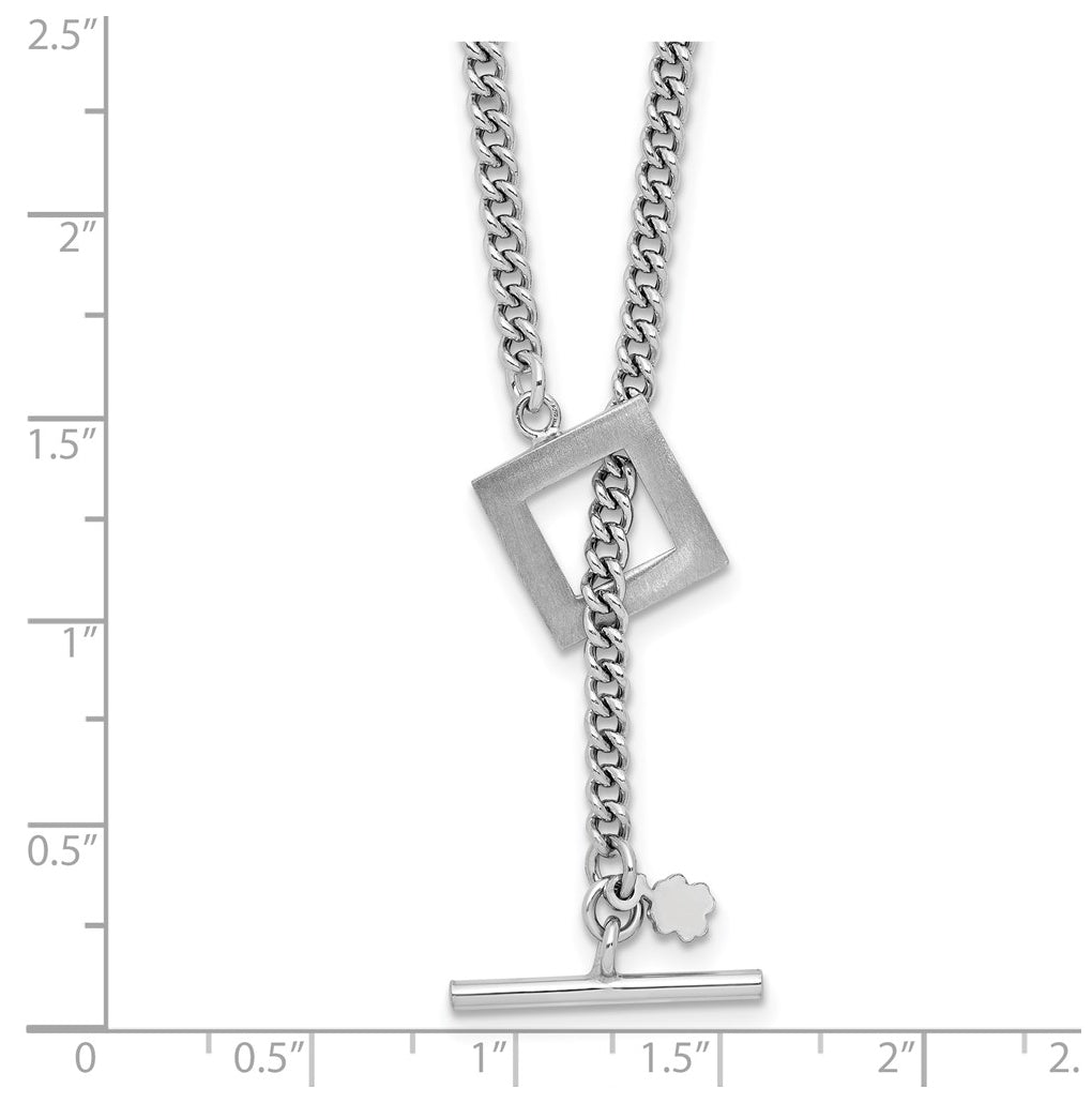 Sterling Silver RH-plated Polished Fancy Toggle Necklace