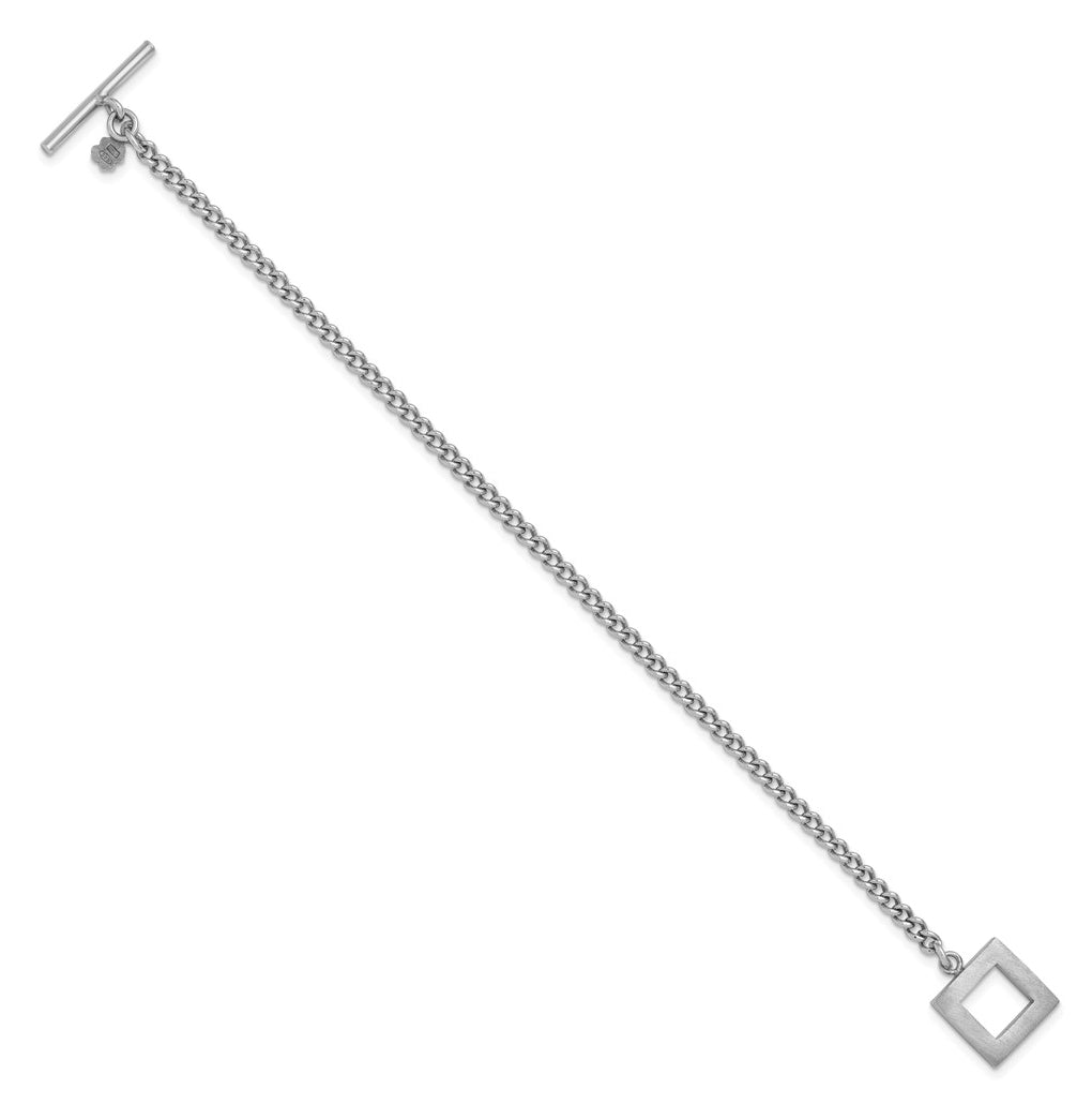 Sterling Silver RH-plated Polished Fancy Toggle Bracelet