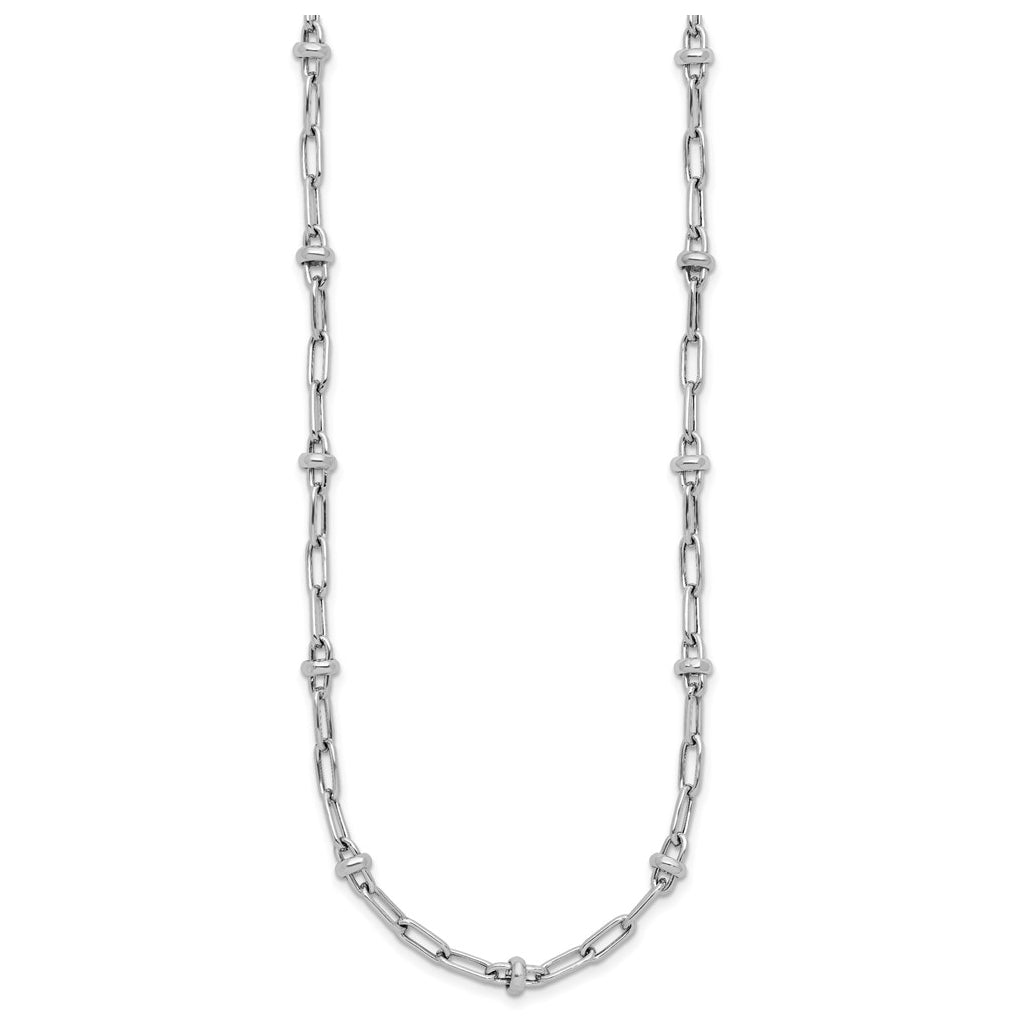 Sterling Silver RH-plated Polished Fancy Link w/2in ext. Necklace