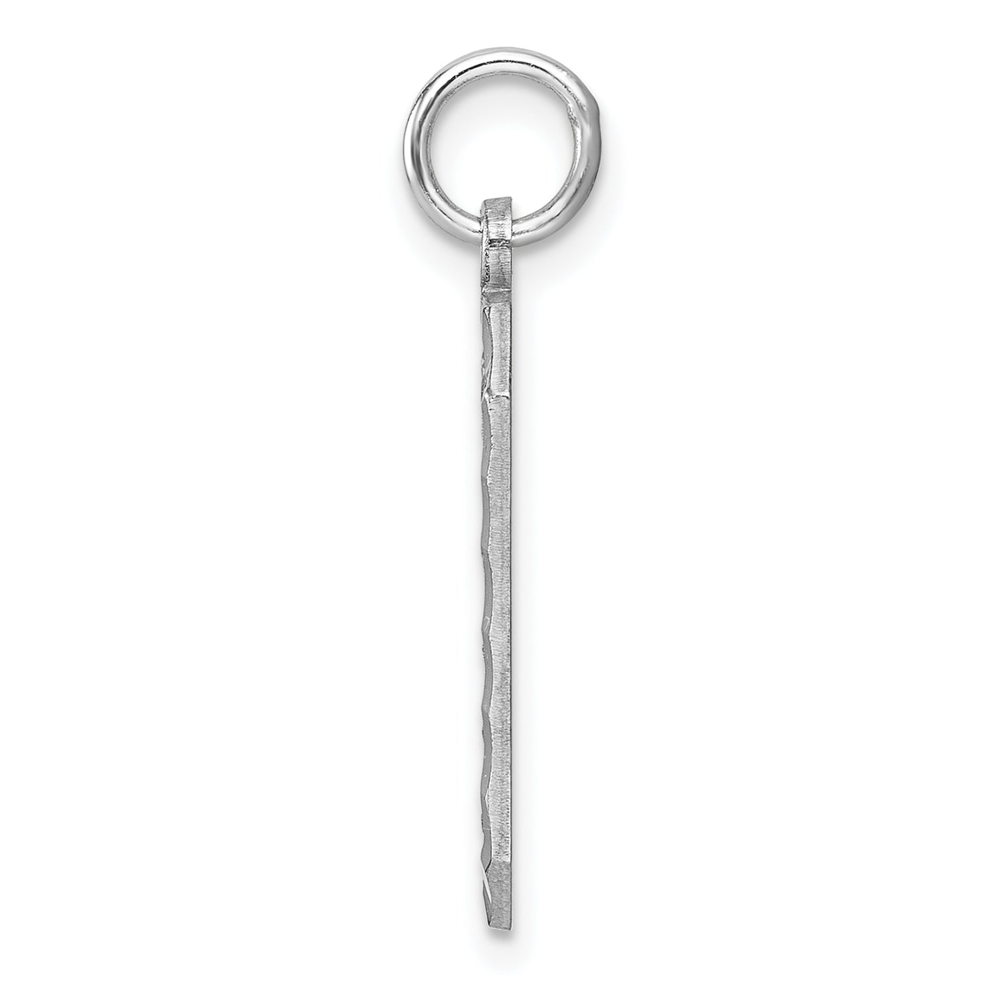 Sterling Silver Rhodium plated Large Diamond-cut #0 Charm