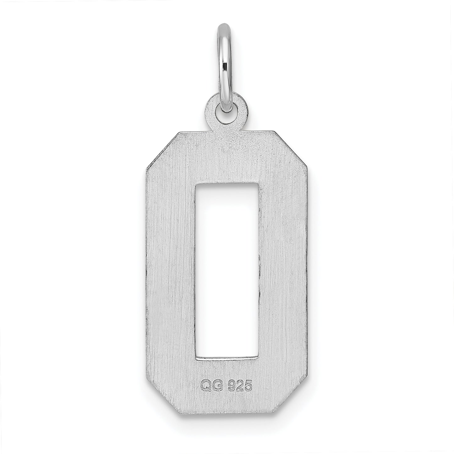Sterling Silver Rhodium plated Large Diamond-cut #0 Charm