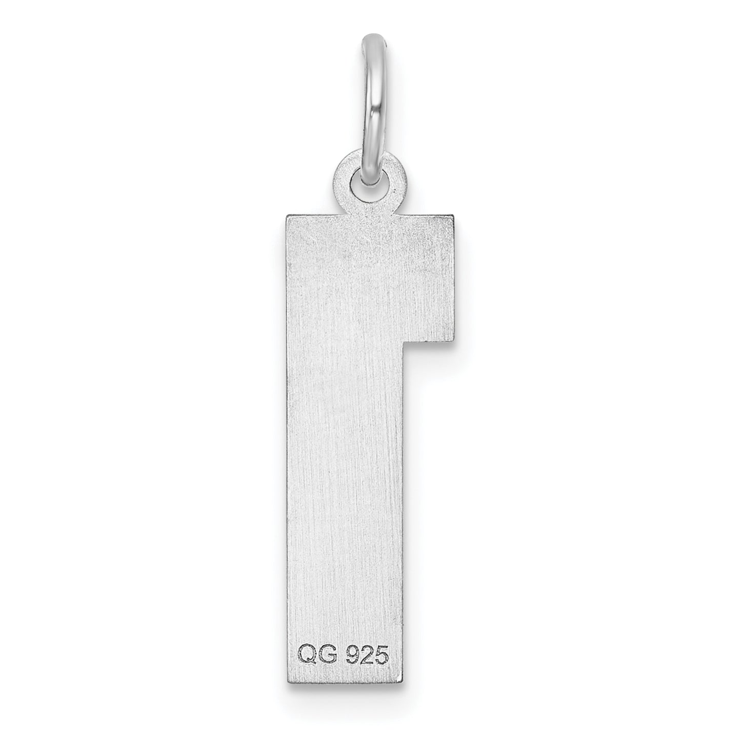 Sterling Silver Rhodium plated Large Diamond-cut #1 Charm