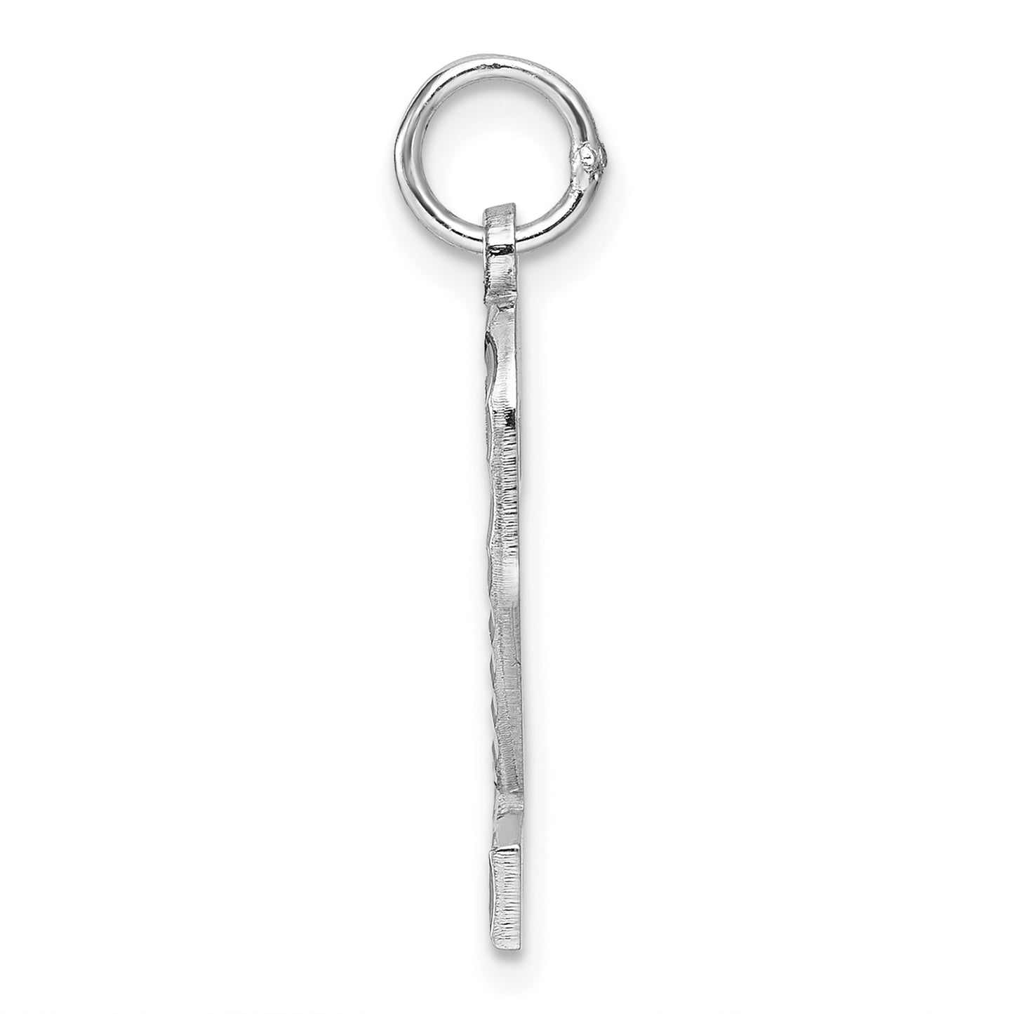 Sterling Silver Rhodium plated Large Diamond-cut #2 Charm