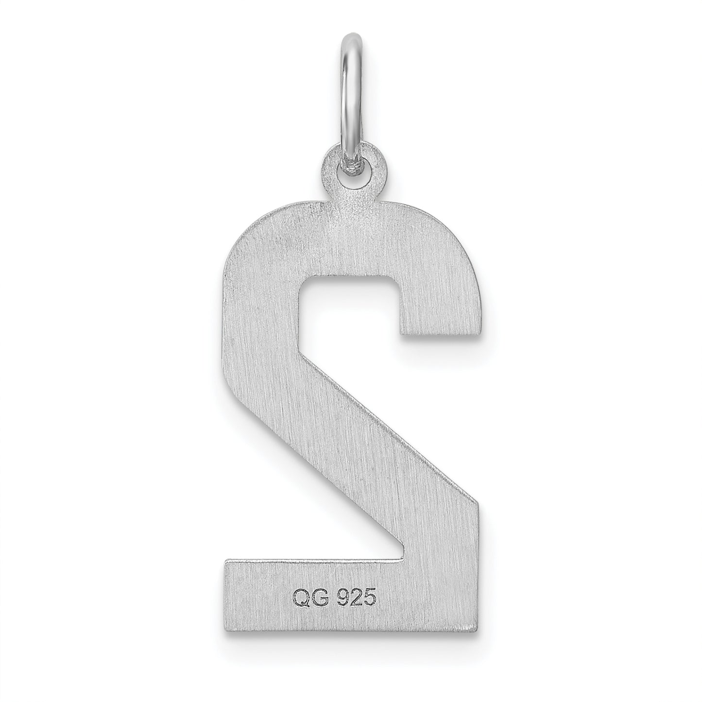 Sterling Silver Rhodium plated Large Diamond-cut #2 Charm