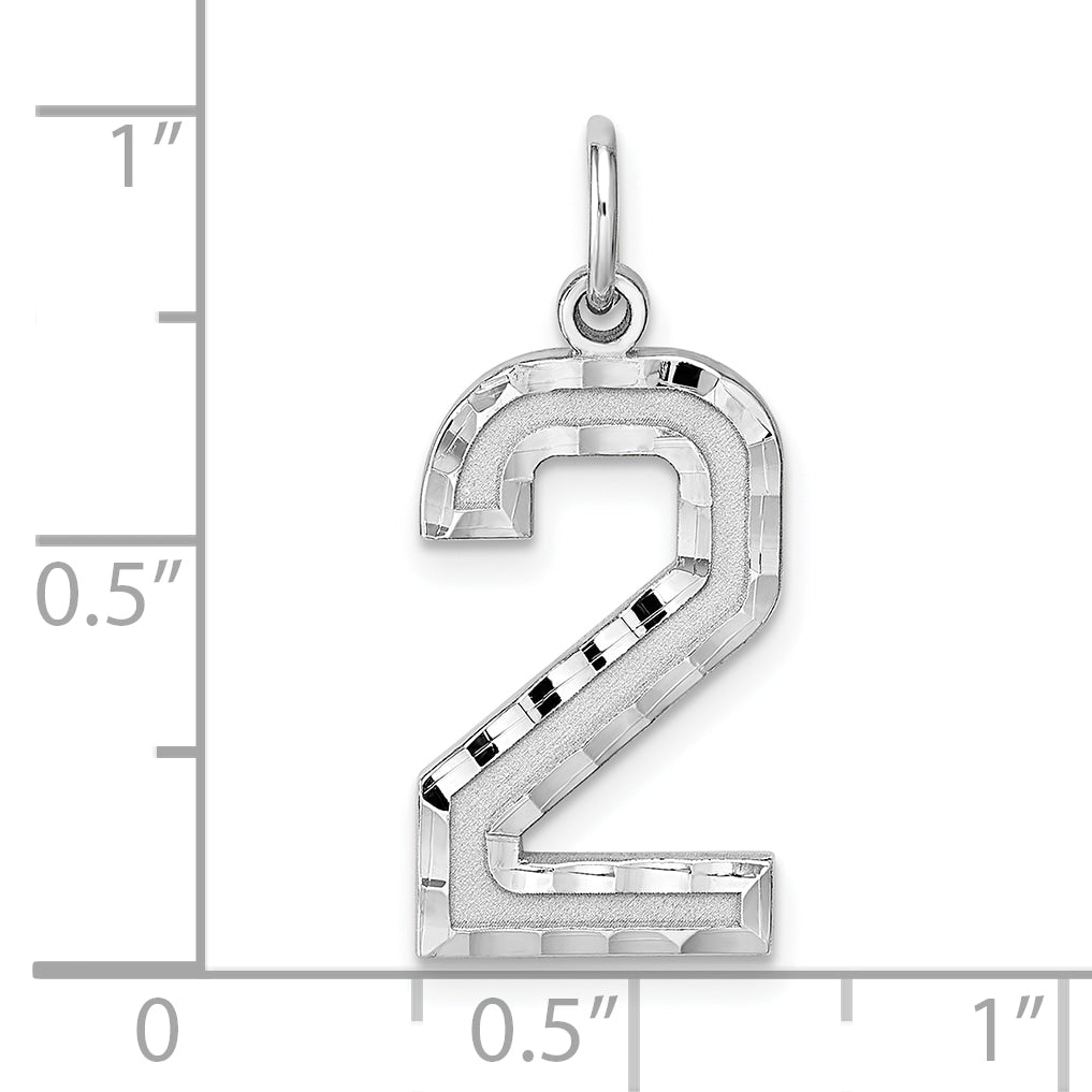 Sterling Silver Rhodium plated Large Diamond-cut #2 Charm