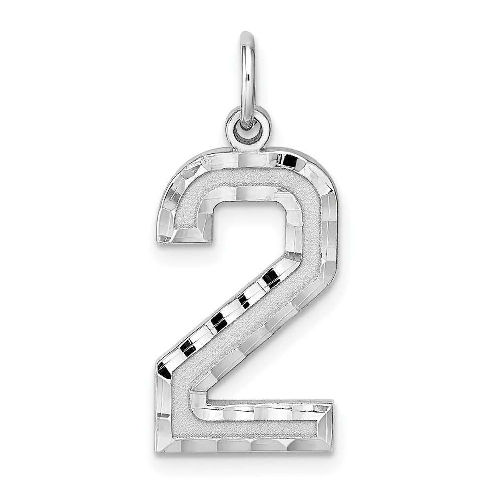 Sterling Silver Rhodium plated Large Diamond-cut #2 Charm
