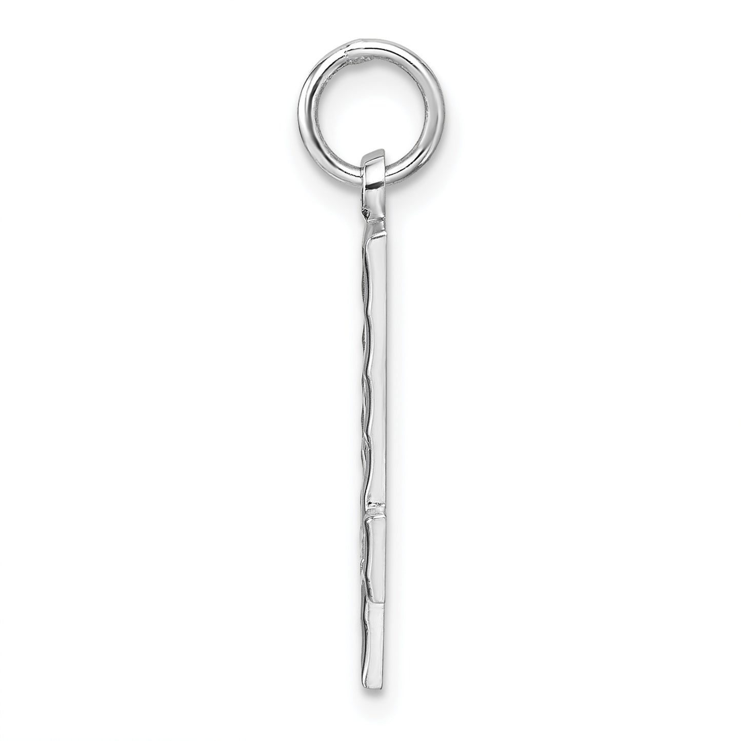 Sterling Silver Rhodium plated Large Diamond-cut #4 Charm