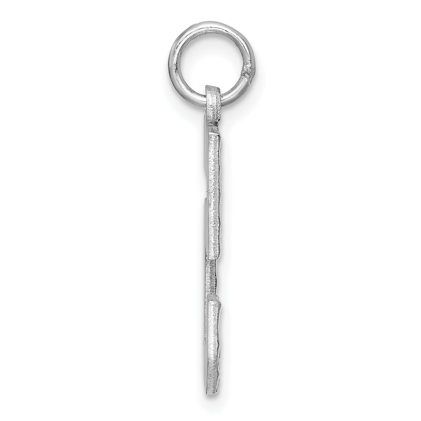 Sterling Silver Rhodium plated Large Diamond-cut #5 Charm