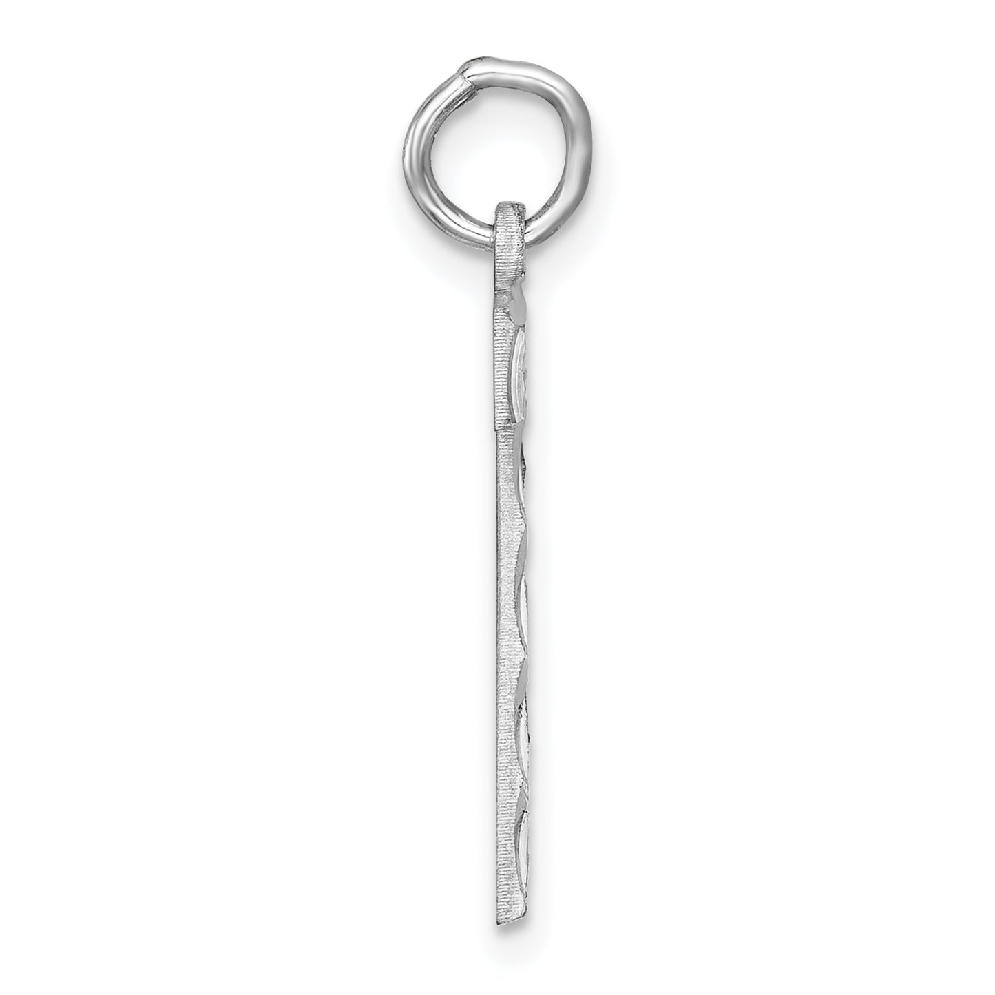 Sterling Silver Rhodium plated Large Diamond-cut #7 Charm
