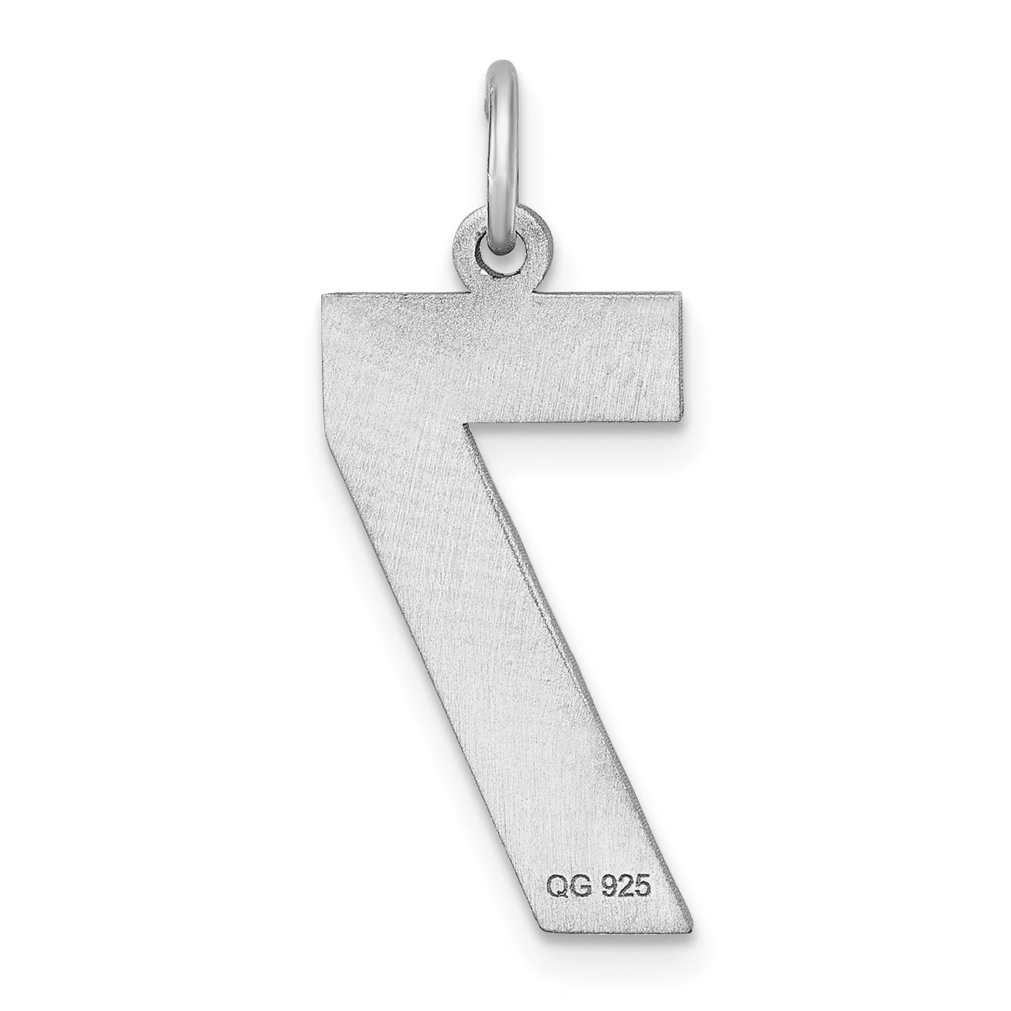 Sterling Silver Rhodium plated Large Diamond-cut #7 Charm