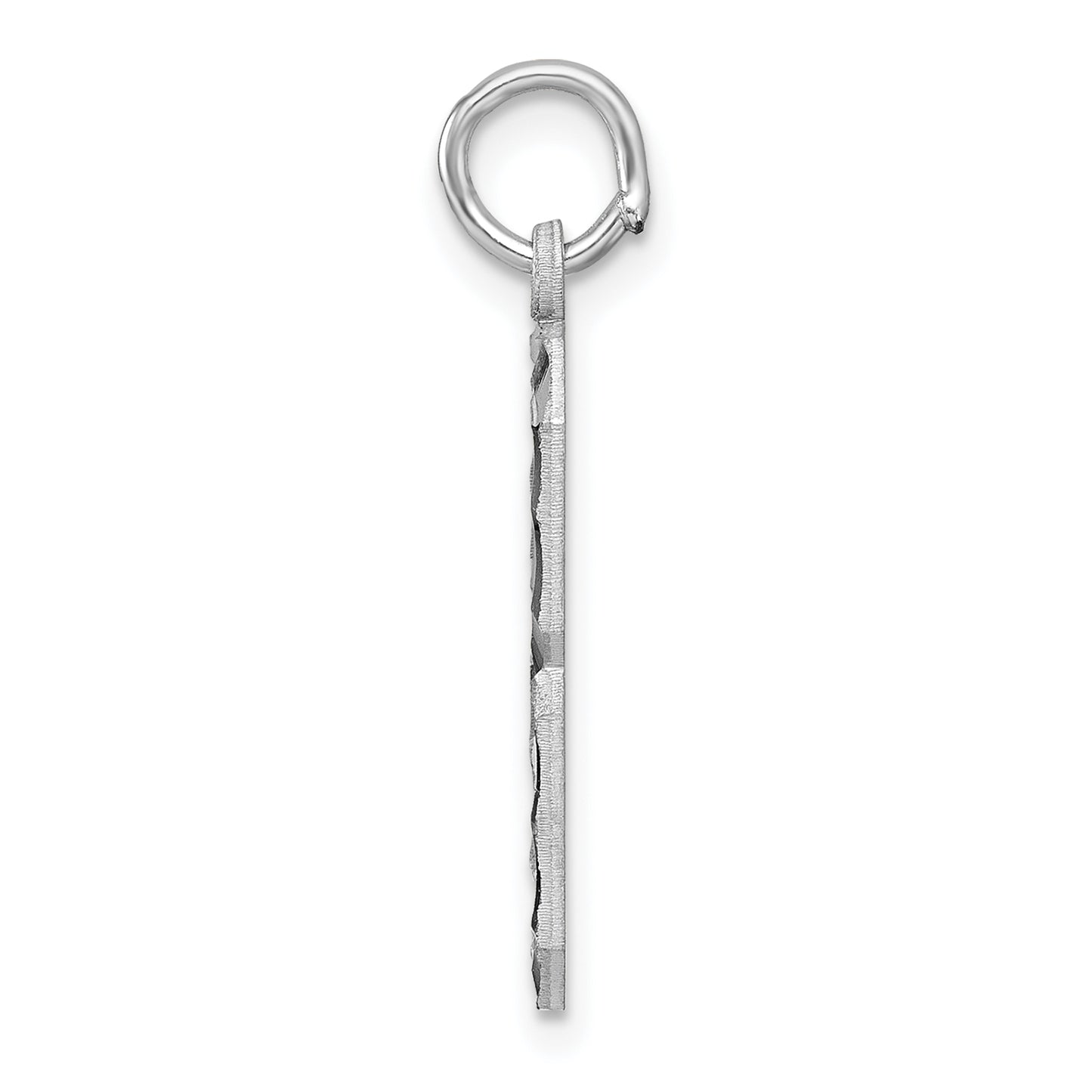 Sterling Silver Rhodium plated Large Diamond-cut #8 Charm