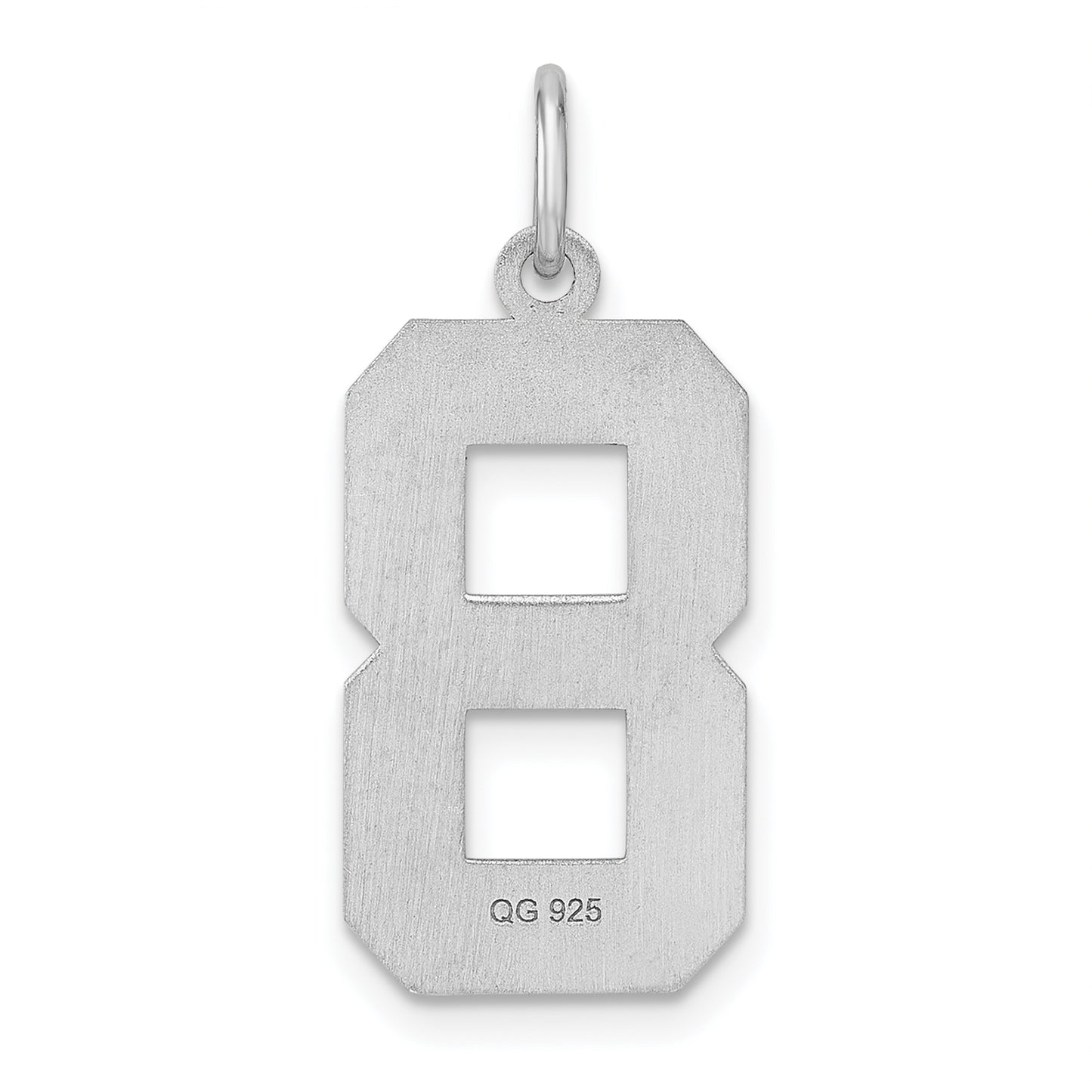 Sterling Silver Rhodium plated Large Diamond-cut #8 Charm