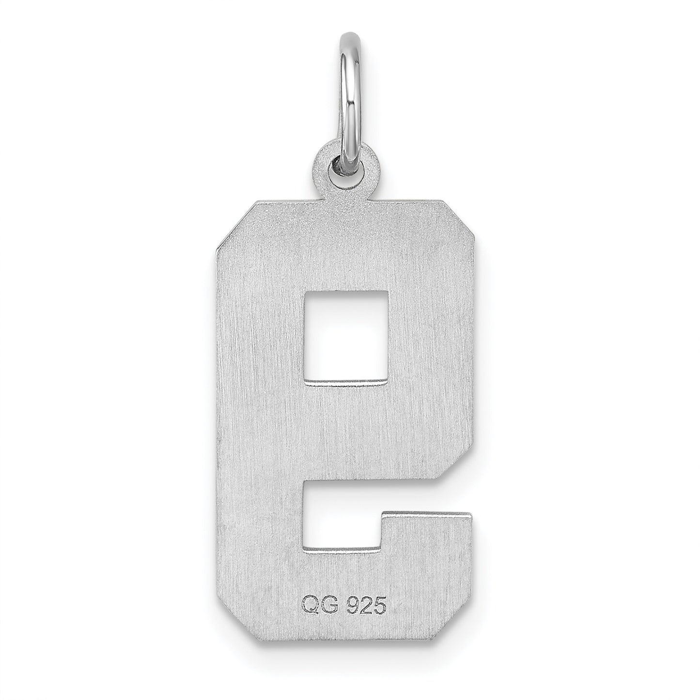 Sterling Silver Rhodium plated Large Diamond-cut #9 Charm