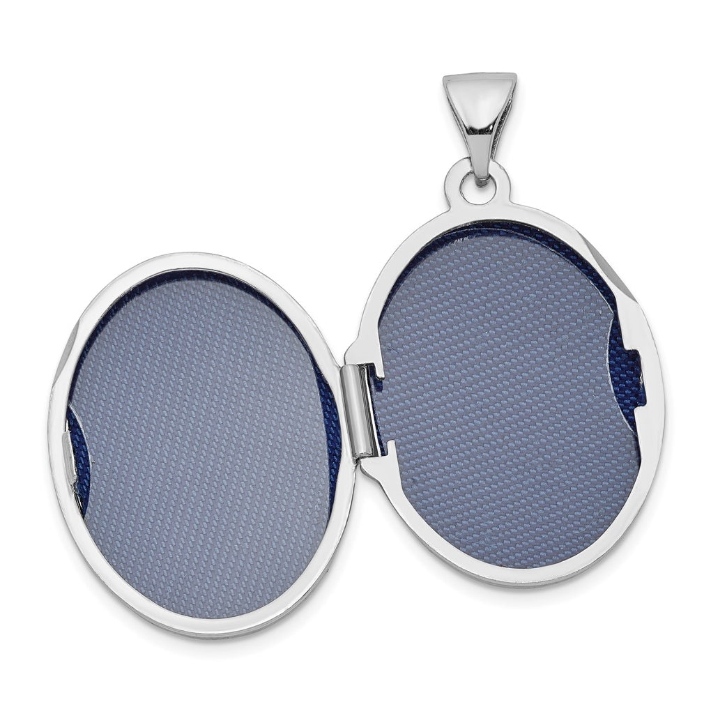 Sterling Silver Rhodium-plated Oval Floral Locket – Elegant Jewelry Gift for Birthday, Anniversary, Engagement, Wedding