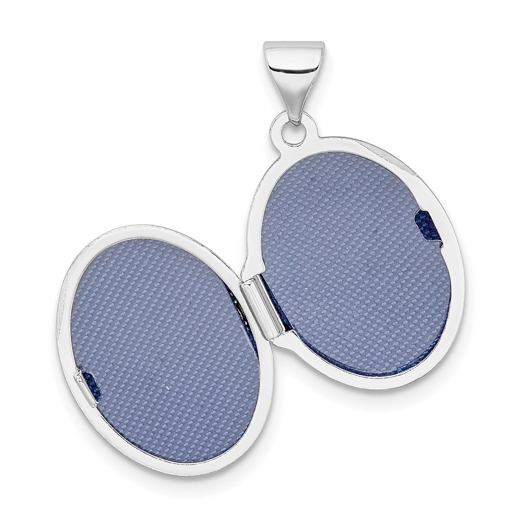 Sterling Silver Rhodium-plated Scroll Design Oval Locket – Elegant Jewelry Gift for Birthday, Anniversary, Engagement, Wedding