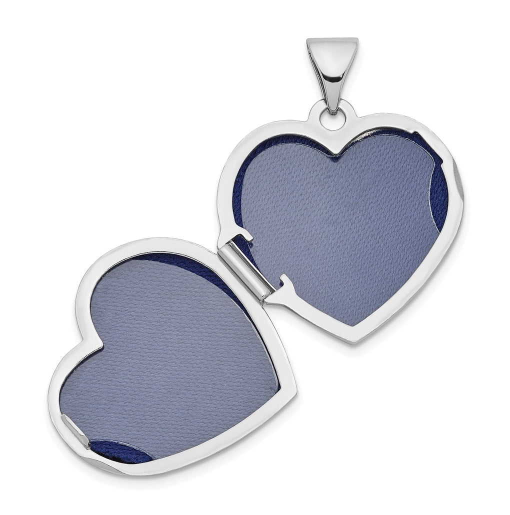 Sterling Silver Rhodium-plated Scrolled Reversible Heart Locket – Elegant Jewelry Gift for Birthday, Anniversary, Engagement, Wedding