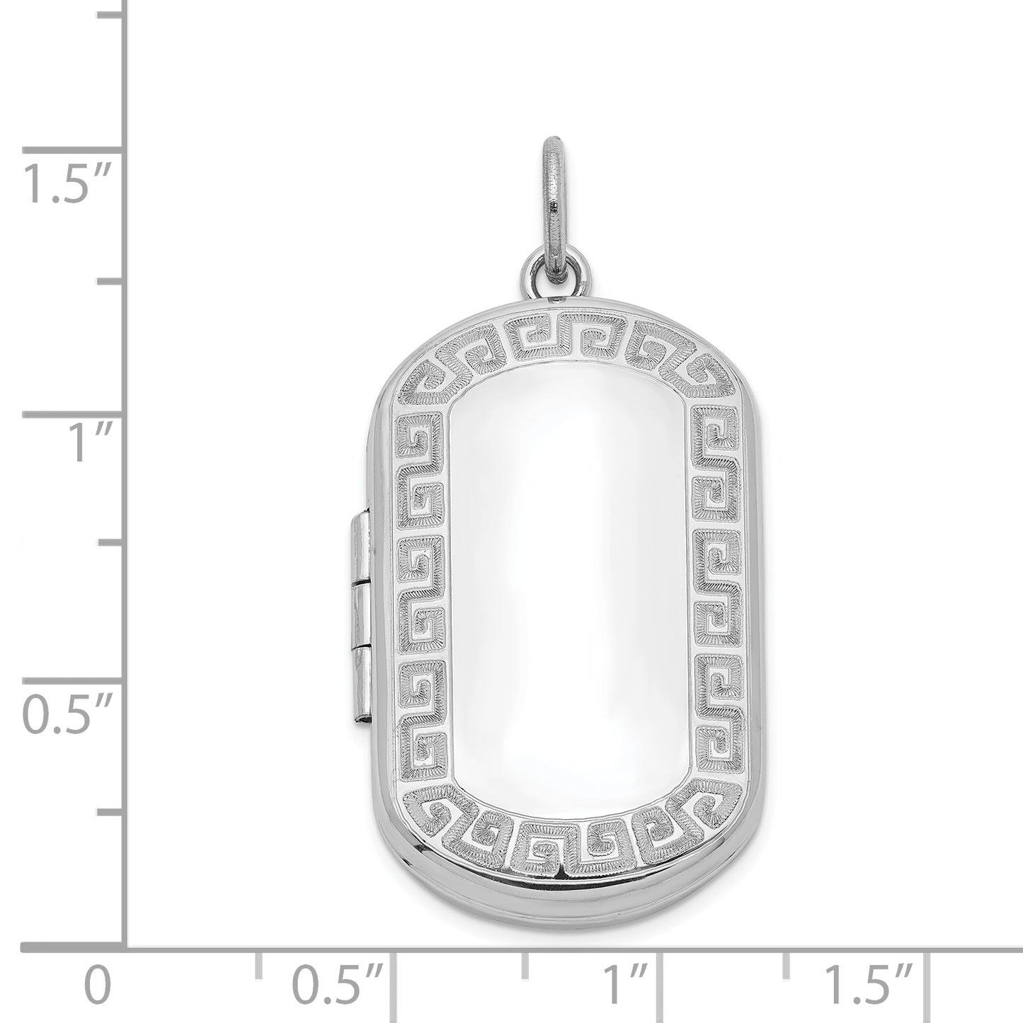 Sterling Silver Rhodium plated Greek Key Border Rectangular Locket