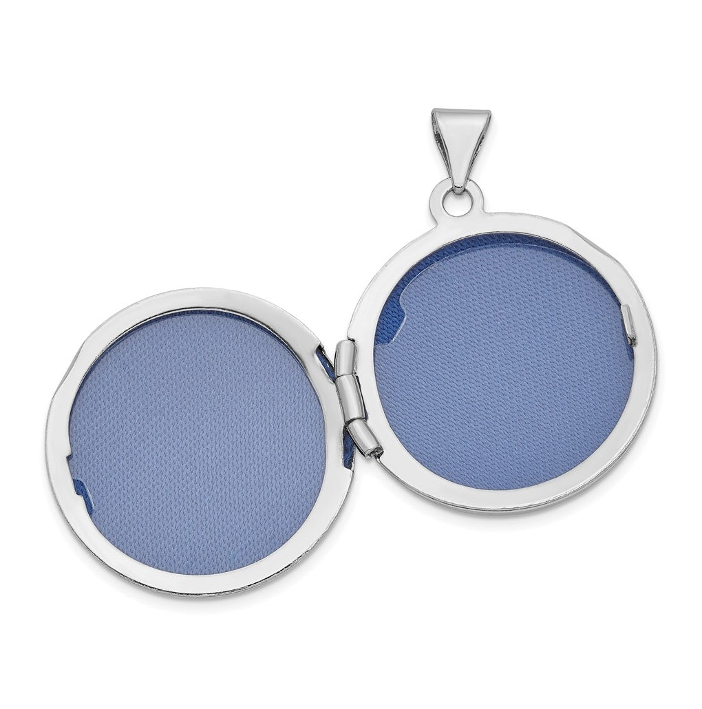 Sterling Silver Rhodium-plated 20mm Round Leaf Floral Locket – Elegant Jewelry Gift for Birthday, Anniversary, Engagement, Wedding