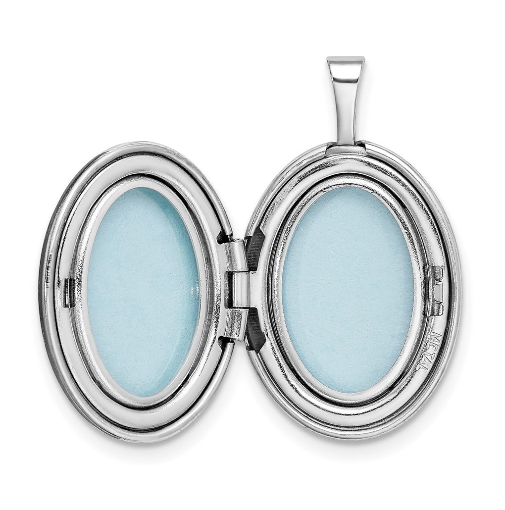 Sterling Silver Rhodium-plated Scroll Oval Locket – Elegant Jewelry Gift for Birthday, Anniversary, Engagement, Wedding