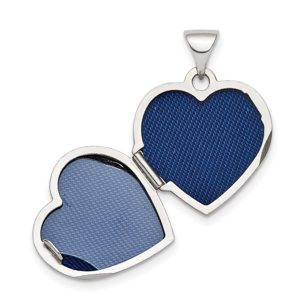 Sterling Silver Rhod-plated Scroll Border Reversible 15mm Heart Locket – Elegant Jewelry Gift for Birthday, Anniversary, Engagement, Wedding