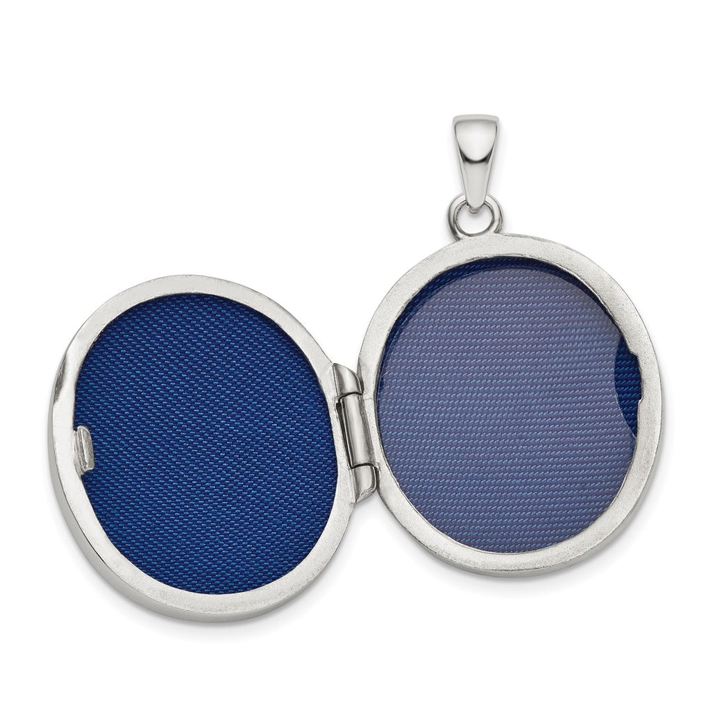 Sterling Silver Rhodium-plated Fancy Cubic Zirconia Oval Locket – Elegant Jewelry Gift for Birthday, Anniversary, Engagement, Wedding