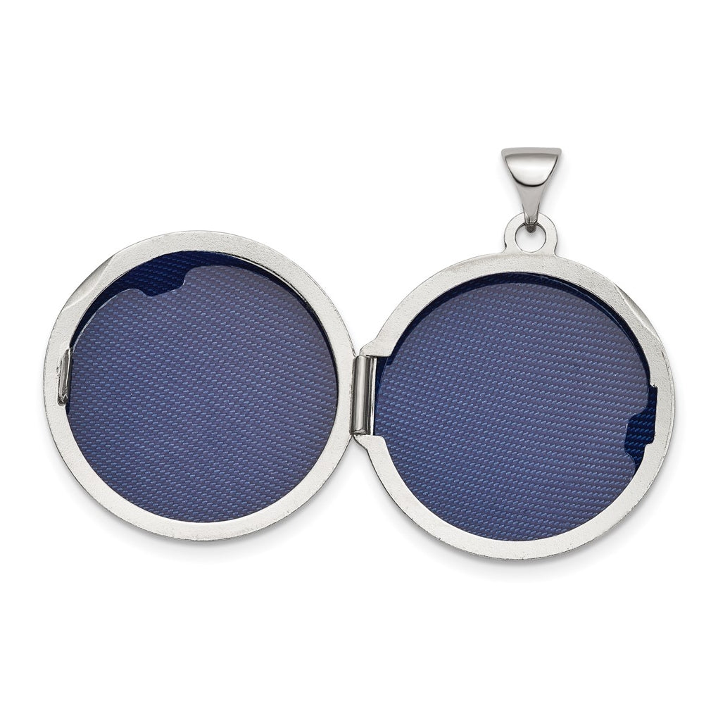 Sterling Silver Rhodium-plated Polished Domed Round Locket – Elegant Jewelry Gift for Birthday, Anniversary, Engagement, Wedding